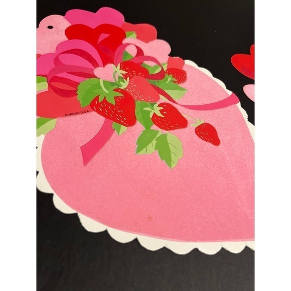 Vintage Strawberry‎ Die Cut Flocked Decorations 2 - Picture 3 of 3